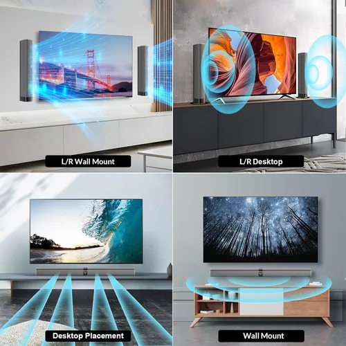 Miniatura 5 de Barra de sonido para Smart TV, barra de sonido de 80 W con conexión Bluetooth/ARC/Opt/AUX, aumento de volumen automático, 3 modos de ecualizador