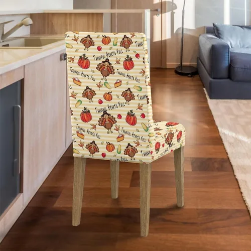 Miniatura 7 de Rnyleeg Thanksgiving Chair Covers for Living Room No Arms Turkey Pumpkin Stretch Dining Chair Covers Set of 6 Soft Washable Kitchen Chair Protector