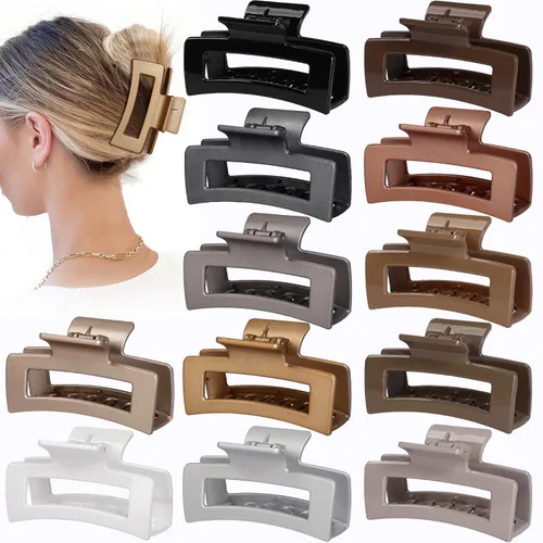 Miniatura 20 de Sisiaipu Accesorios Medianos para el Cabello de 3.5 Pulgadas - 12 Piezas Pinzas de Mandíbula Cuadradas para Cabello Grueso y Fino, Pinzas Básico