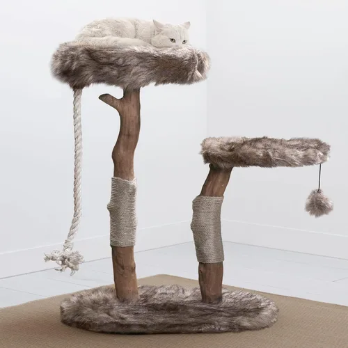 Miniatura 4 de MAU - Moderna torre de árbol para gatos, rama natural, torre para gatos de madera de lujo, árbol rascador para gatos, condominio de gatos, regalo
