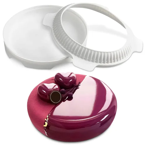 Molde de silicona para mousse, molde redondo de silicona para tartas de 7.5 pulgadas de diámetro (capacidad de 33.5 onzas), fácil de usar y