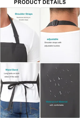 Miniatura 5 de Nanxson Delantal impermeable ajustable para lavavajillas para mujeres y hombres, delantal de trabajo de goma ligero para laboratorio, carnicero