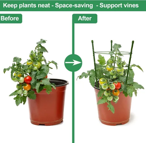 Miniatura 3 de Jaulas de tomate pequeñas de 18 pulgadas, paquete de 4 enrejados de jardín ajustables para plantas trepadoras de interior y exterior, estacas