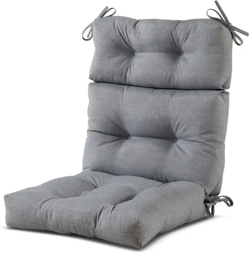 Miniatura 80 de Cojines para silla de respaldo alto para exteriores, diseño de asiento y respaldo con bisagras de una pieza, reversibles con 4 lazos, tela