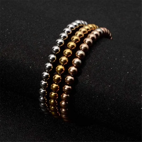 Miniatura 5 de Pulsera elástica de cuentas de acero inoxidable