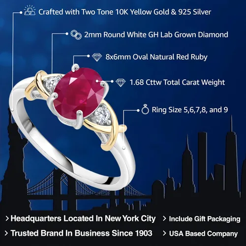 Miniatura 109 de Anillo de compromiso de oro amarillo de 10 quilates y plata 925 con piedra natal y diamantes cultivados en laboratorio para mujer, ovalado de 0.315
