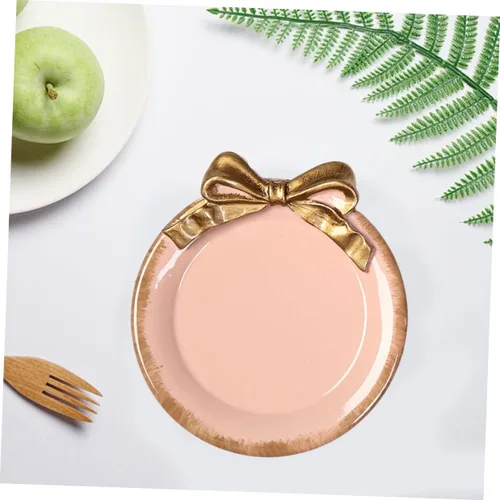 Miniatura 6 de jojofuny Plato redondo de lujo de 2 piezas con decoración de lazo para servir postres o frutas