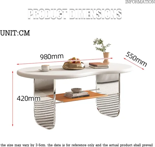 Miniatura 2 de Cofee Mesa de centro de madera, mesa de centro para sala, mesa de café de lujo, mesa de té de 2 niveles con estante de almacenamiento, esquinas