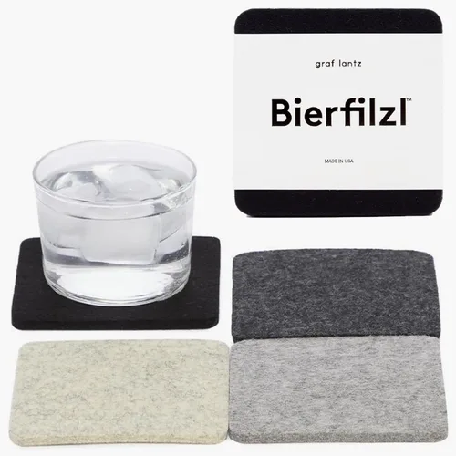 Miniatura 26 de Graf Lantz - Juego de 4 posavasos redondos de lana de merino Bierfilzl - Negro (círculos de 10 cm) - Absorbe el 30% del peso - Lana alemana