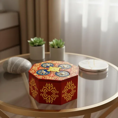 Miniatura 7 de Caja de rompecabezas mágica con giro secreto - Portamonedas y tarjeta de regalo en una caja de madera IQ con cerradura complicada y compartimentos