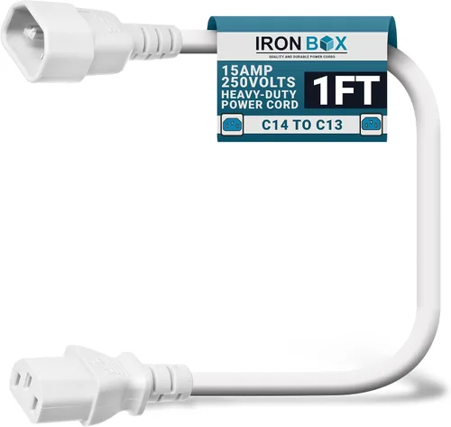 Miniatura 47 de IronBox Electric - Cable de Alimentación C14 a C13 de Servicio Pesado, 15A, 250V, Cable de Extensión para Computadora 14/3 AWG - Cables