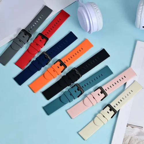 Miniatura 17 de BISONSTRAP Correas de reloj de silicona, correas de reloj delgadas con liberación rápida, 0.787 in, negro con hebilla negra