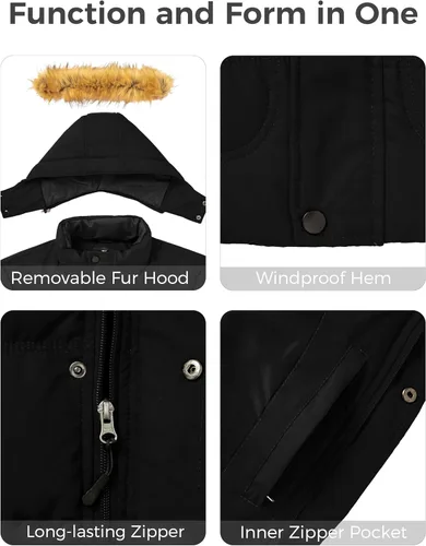 Miniatura 5 de Wantdo - Chaqueta de invierno con capucha y forro interior para hombre
