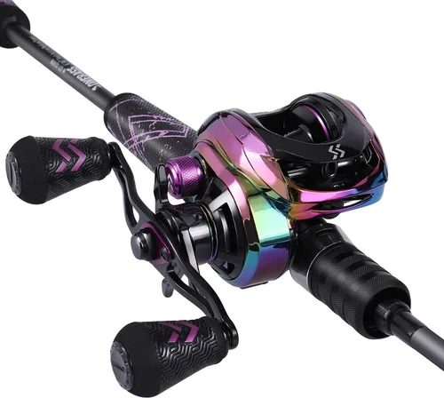 Miniatura 9 de One Bass Combo de Caña y Carrete de Pesca, Combo de Baitcasting Rápido Medio, Fibra de Carbono de 24 Toneladas, 2 Piezas de Cañas de Pescar
