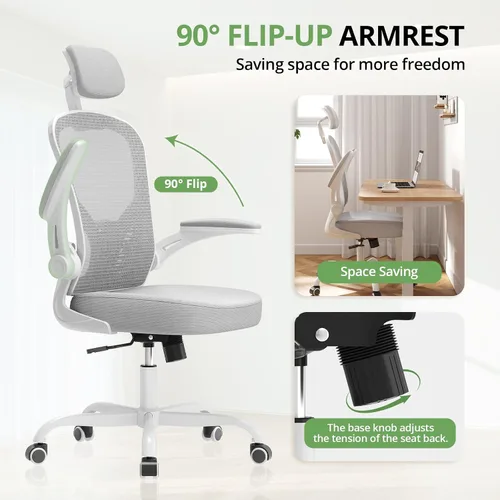 Miniatura 4 de Synorla Silla de oficina ergonómica de escritorio, capacidad de 330 libras, diseño de computadora de respaldo alto para comodidad durante largas