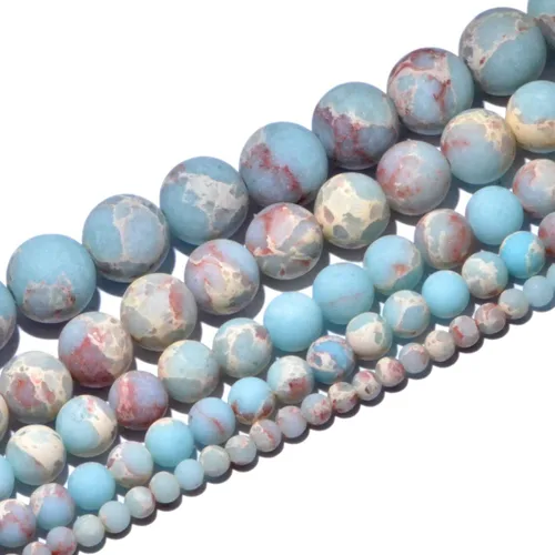Miniatura 3 de AD Beads Hermoso espaciador redondo de piedras preciosas mate natural de 4 a 0.472 in (0.315 in, 14 jaspe de sedimento mate)