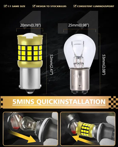 Miniatura 84 de 1156 Bombillas LED Ámbar Amarilla Luz de Señal de Giro 400% de Brillo 1141 1003 7506 Bombillas LED P21W Usadas para Luces Intermitentes Luz Trasera