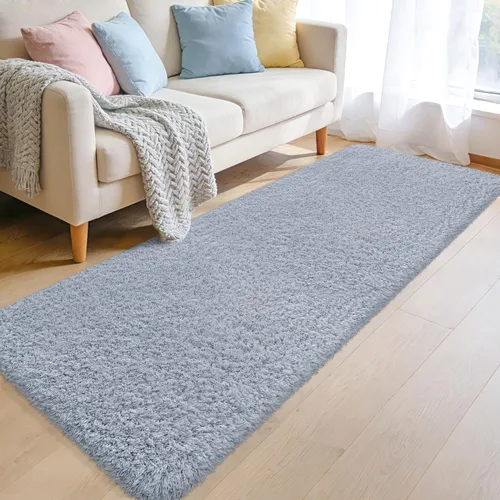 Miniatura 23 de Alfombras suaves para dormitorio, alfombra de pasillo de 2 x 6 pies, alfombra de felpa lanuda antideslizante para mesita de noche, sofá, sala