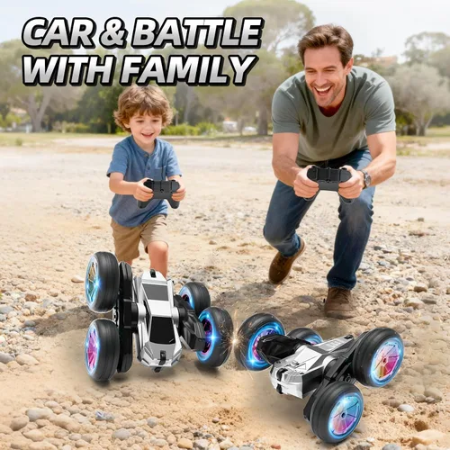 Miniatura 5 de MACALOCA Coche de control remoto, juguetes de autos RC para niños de 4 a 7 años, 6 a 12 años, auto de acrobacias RC 4WD con luces y rotación