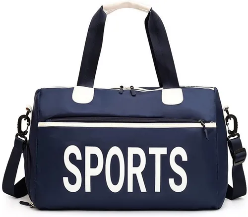 Bolsa de viaje con bolsillo de separación en seco y húmedo, impermeable, plegable y expandible para natación, deportes, gimnasio, bolsa, S-azul