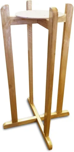 Aquanation Soporte de madera para piso, barniz natural, 27 pulgadas para agua Crock, botellas de agua, jarra de agua de 3 y 5 galones y plantas