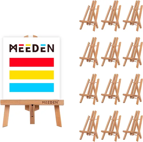Miniatura 10 de MEEDEN Caballete de mesa de 16 pulgadas: paquete de 12 caballetes de madera de haya para pintar, soporte de lona para pintar carteles Natural