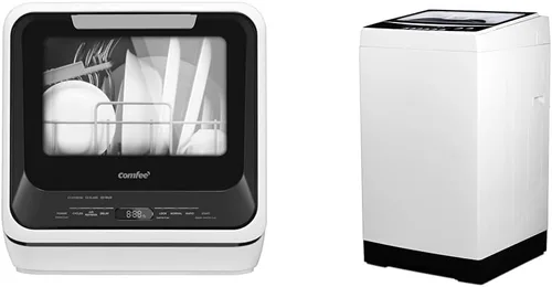 COMFEE' Paquete de mini lavavajillas con BLACK+DECKER 2.0 pies cúbicos Lavadora portátil para apartamentos, casas rodantes y casas pequeñas