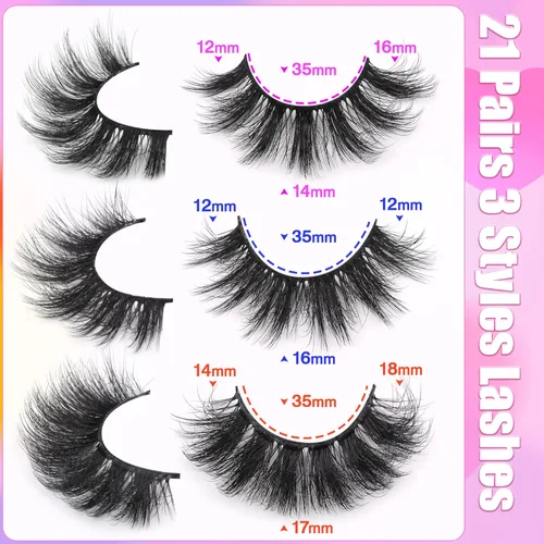 Miniatura 2 de Pestañas postizas de visón esponjosas y de aspecto natural, 14-17mm, paquete de pestañas de ojo de gato, pestañas postizas rizadas y onduladas 5D