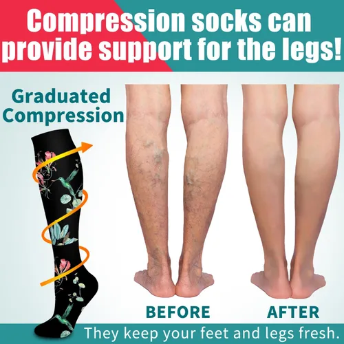 Miniatura 57 de Laite Hebe 4 pares de calcetines de compresión para mujeres y hombres, el mejor apoyo para enfermeras, correr, atletismo