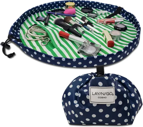 Miniatura 15 de Lay-n-Go Cosmo Layflat - Organizador de cosméticos y maquillaje con cordón y bolsillo con cremallera, bucles para cepillos y más, se ajusta