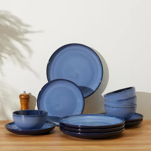 Miniatura 5 de Pokini Juego de vajilla de cerámica, platos y cuencos de cerámica, aptos para microondas y lavavajillas, platos modernos para ensalada, cuencos