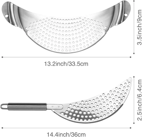Miniatura 6 de Juego de 2 coladores de acero inoxidable, fácil de drenar, duradero, apto para lavavajillas, funciona para todos los utensilios de cocina, fideos