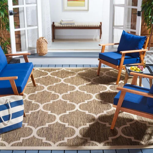 Miniatura 13 de SAFAVIEH Courtyard Collection - Alfombra decorativa de 2 x 3 pies 7 pulgadas, verde oscuro y beige, no desprende pelusa y de fácil cuidado