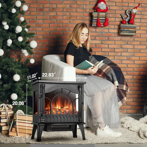 Miniatura 7 de Xbeauty Chimenea Eléctrica Independiente de Interior de 23'', Estufa Calentador de Chimenea con Efecto de Llama 3D Realista Ajustable, Protección