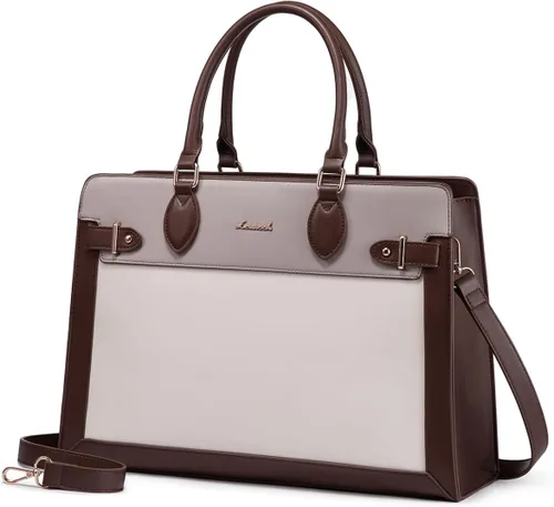 Miniatura 16 de LOVEVOOK Bolsa para laptop para mujeres, Bolsa tote grande de cuero PU de 15.6 pulgadas, Bolsa de trabajo profesional para maestras, Maletín