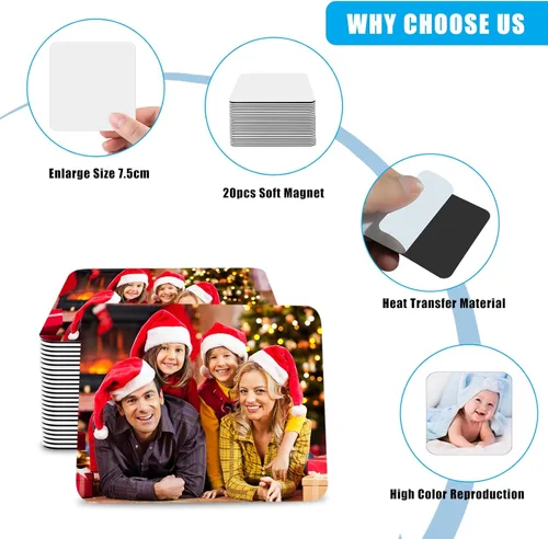 Miniatura 2 de Imán de sublimación en blanco de 3 x 3 pulgadas, productos en blanco de sublimación, 20 imanes personalizados para sublimación, refrigerador