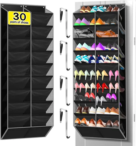 Miniatura 13 de Kotkn Organizador de zapatos sobre la puerta con 30 bolsillos de malla transpirable - Almacenamiento de armario de gran capacidad para hombres