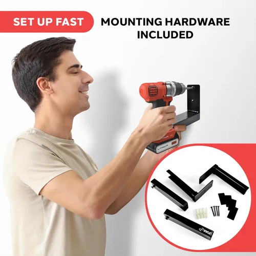 Miniatura 5 de Pyle Soportes ajustables de montaje en pared para altavoces, paquete de 2 brazos extensibles de acero para canal central, altavoces pequeños