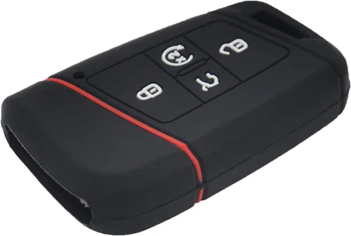 Miniatura 4 de Paquete de 2 fundas protectoras de silicona suave para llavero remoto para VW Volkswagen Tiguan Atlas Jetta Passat Golf Alltrack KR5FS14-US Negro