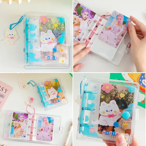 Miniatura 5 de 20 hojas, 40 bolsillos, 3 pulgadas, mini álbum de fotos en hojas sueltas, recargable, 3 anillos, carpeta transparente para tarjetas fotográficas