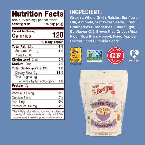 Miniatura 3 de Bob's Red Mill Muesli sin gluten, 16 oz (paquete de 4) – Sin gluten, sin OGM, Kosher