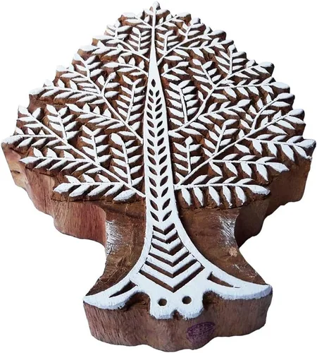 Miniatura 17 de Sello de madera de arcilla Patrón de árbol grande Bloque de impresión grande