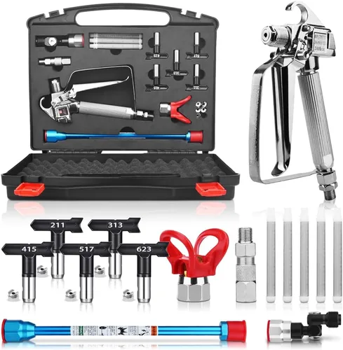 Miniatura 8 de Kit de pistola pulverizadora de pintura sin aire con protector de punta y 5 puntas, pistola pulverizadora de pintura sin aire de 3600 PSI y 5 piezas