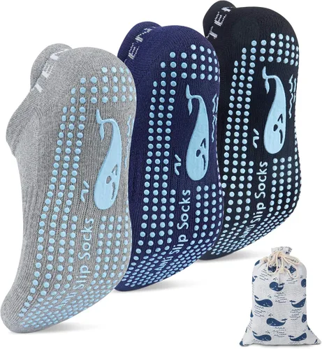 3 pares de calcetines antideslizantes con agarre antideslizante, para yoga, pilates, barre, fitness, artes marciales, mujeres y hombres, para el