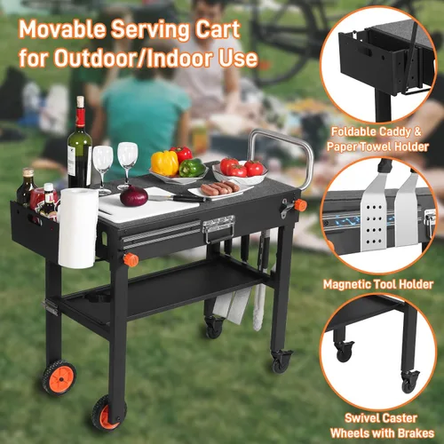 Miniatura 5 de Mesa de parrilla portátil para exteriores, carrito plegable sólido y resistente, soporte de parrilla Blackstone gran espacio, mesa Blackstone