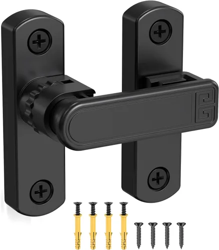 Miniatura 8 de Cerradura de puerta corrediza de granero de 90/180 grados, cerraduras de puerta de seguridad de aleación de zinc ajustables y pestillos