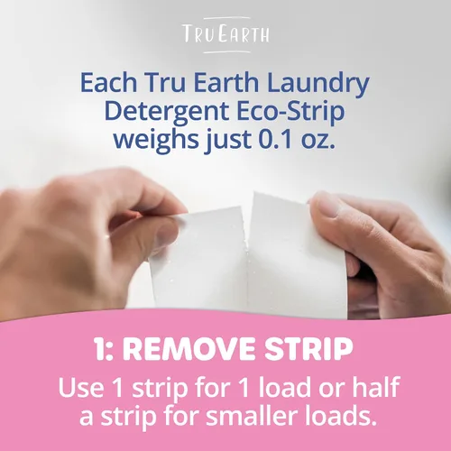 Miniatura 3 de Tru Earth Láminas/tiras de detergente hipoalergénico para ropa de bebé para piel sensible, 64 unidades, hasta 128 cargas: detergente para bebés sin