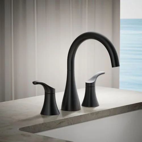 Miniatura 2 de KOHLER K-T26426-4-BL - Moldura simple para grifo de baño, metal duradero de alta calidad, resistente a la corrosión, diseño elegante, negro mate