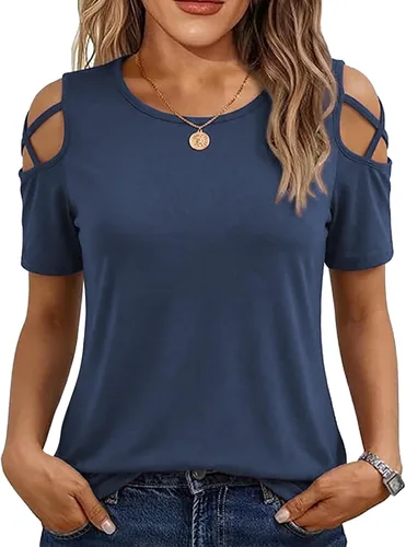 Miniatura 17 de Jar of Love Camisetas de manga corta para mujer con hombros descubiertos Tops de primavera y verano ajustadas túnica 2026