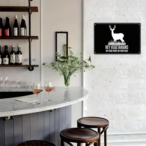 Miniatura 6 de Hey Vegetarians My Food Poops on Your Food Tin Sign Vintage Deer Silhouette Metal Sign Print Aesthetic for Garden Yard Bar Porch Home Bedroom